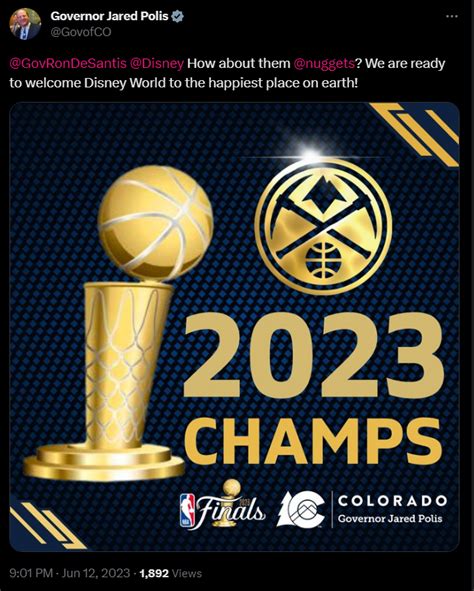 Polis makes wager: If Nuggets win finals, Disney World moves to Colorado